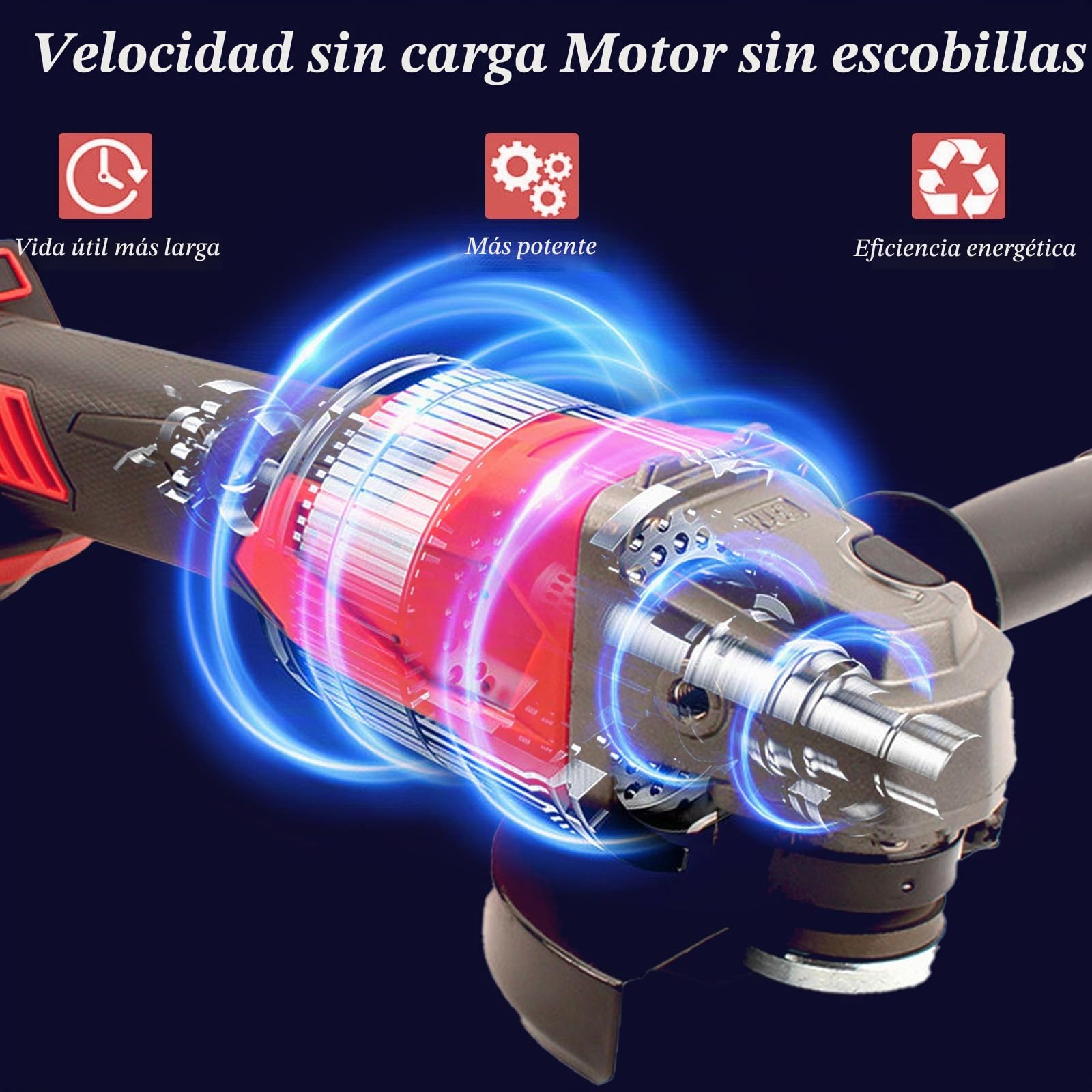 Amoladora Angular Kamanan con Batería para Milwaukee de 18 V, Diámetro de Disco 125 mm, 8000 rpm, Profundidad de Corte, Herramienta de Lijado Sin Escobillas, Incluye 6 Discos de Lijado, Sin Batería