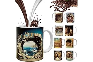 Coffee Mug, 11 Oz Ceramic Water Botter, 2D Bookshelf Design for Book...