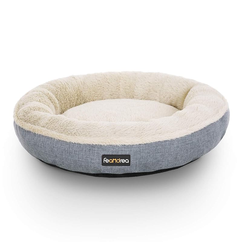 Cama redonda tipo donut para cães e gatos com espuma viscoelástica Feandrea PGW55G, cinza, 55 cm