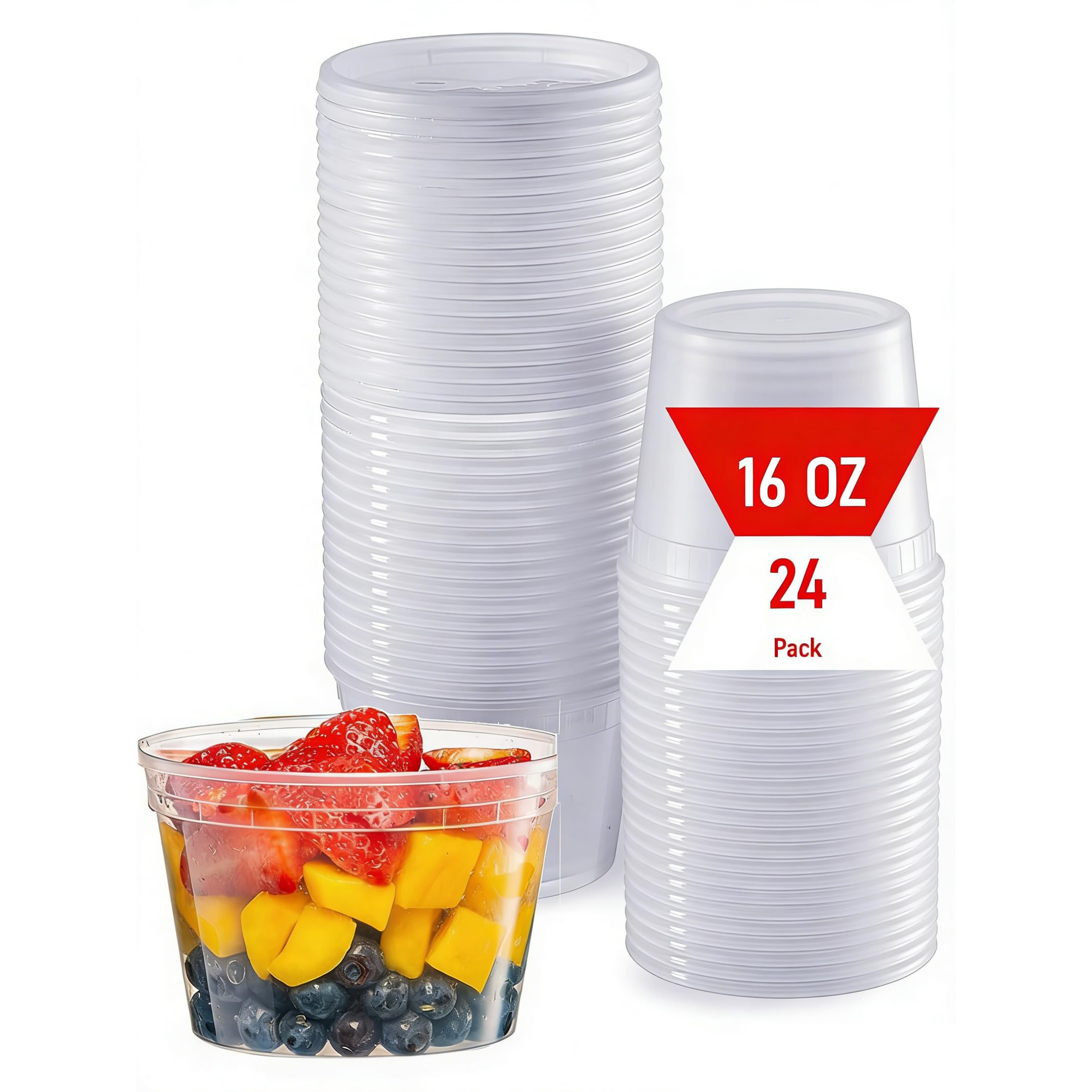 TGYIMENG 16oz Food Storage Container Set – 24 Pack Food Containers with Lids Combo, Microwave and Freezer Safe Storage Tubs for Food, BPA Free Meal Prep Containers, Reusable and Dishwasher Safe
