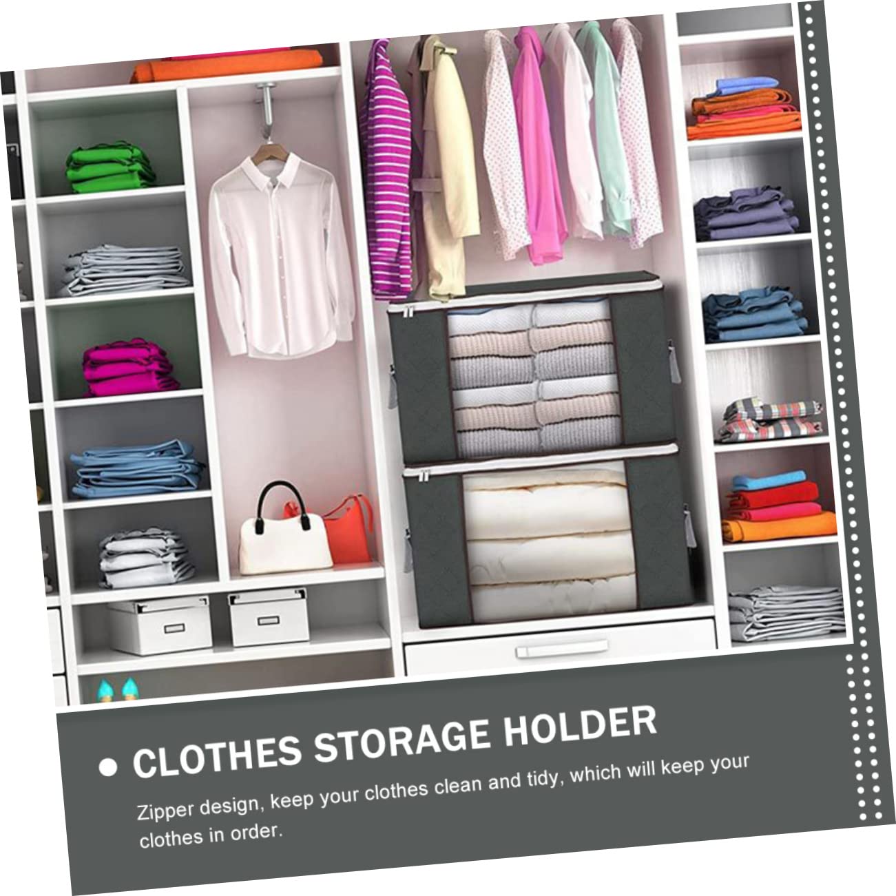 Vaguelly 2pezzi Borsa Portaoggetti Per Trapunte Organizer Con Finestra Trasparente Contenitori Per Riporre Vestiti in Non Design Pieghevole e Cerniera Per Armadietto o Sotto Letto