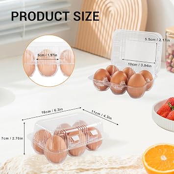 120 Pack Egg Cartons Cheap Bulk Reusable Half Dozen Egg Cartons | 6 Count Plastic Egg Containers for Home Ranch Farm Commercial Market Display, 2x3 Grids
