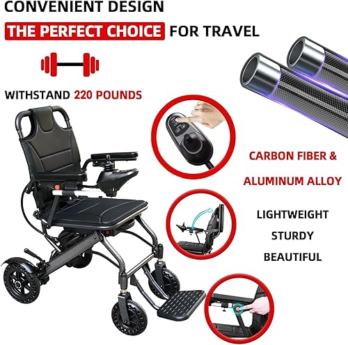 Miniatura 4 de Sillas de ruedas motorizadas para adultos pesan solo 30 libras, silla de ruedas eléctrica plegable ligera, silla de ruedas inteligente para personas