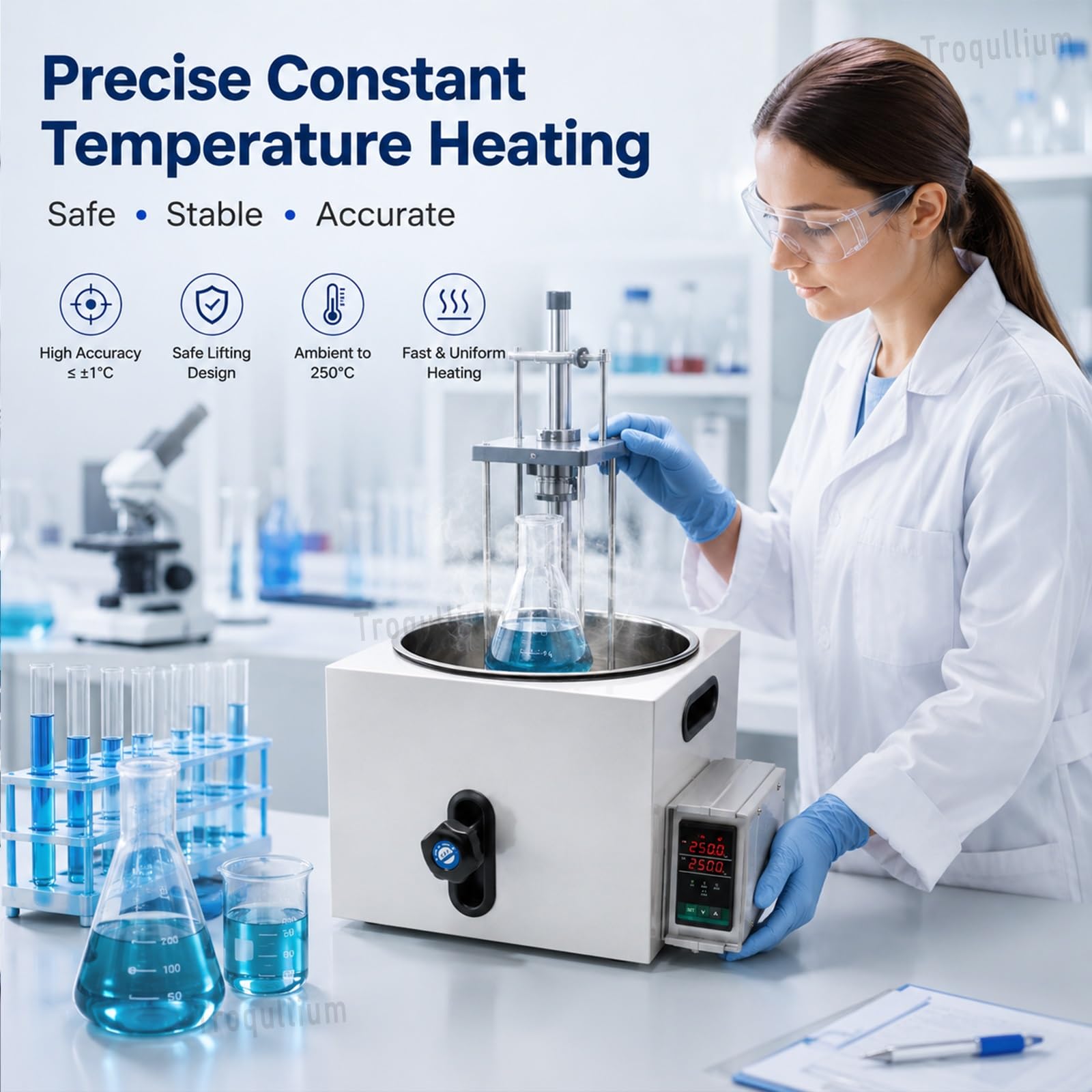 Digitales Wasserbad für Labors, präzise Temperaturregelung, 2L-5L Kapazität, Lift-Typ-Heizung, ideal für wissenschaftliche Forschungsgeräte