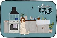 Vista 535 de Caroline's Treasures CK7824DDM - Tapete absorbente para secado de platos con diseño de bulldog inglés, rojo y blanco, para encimera de cocina, 14 x