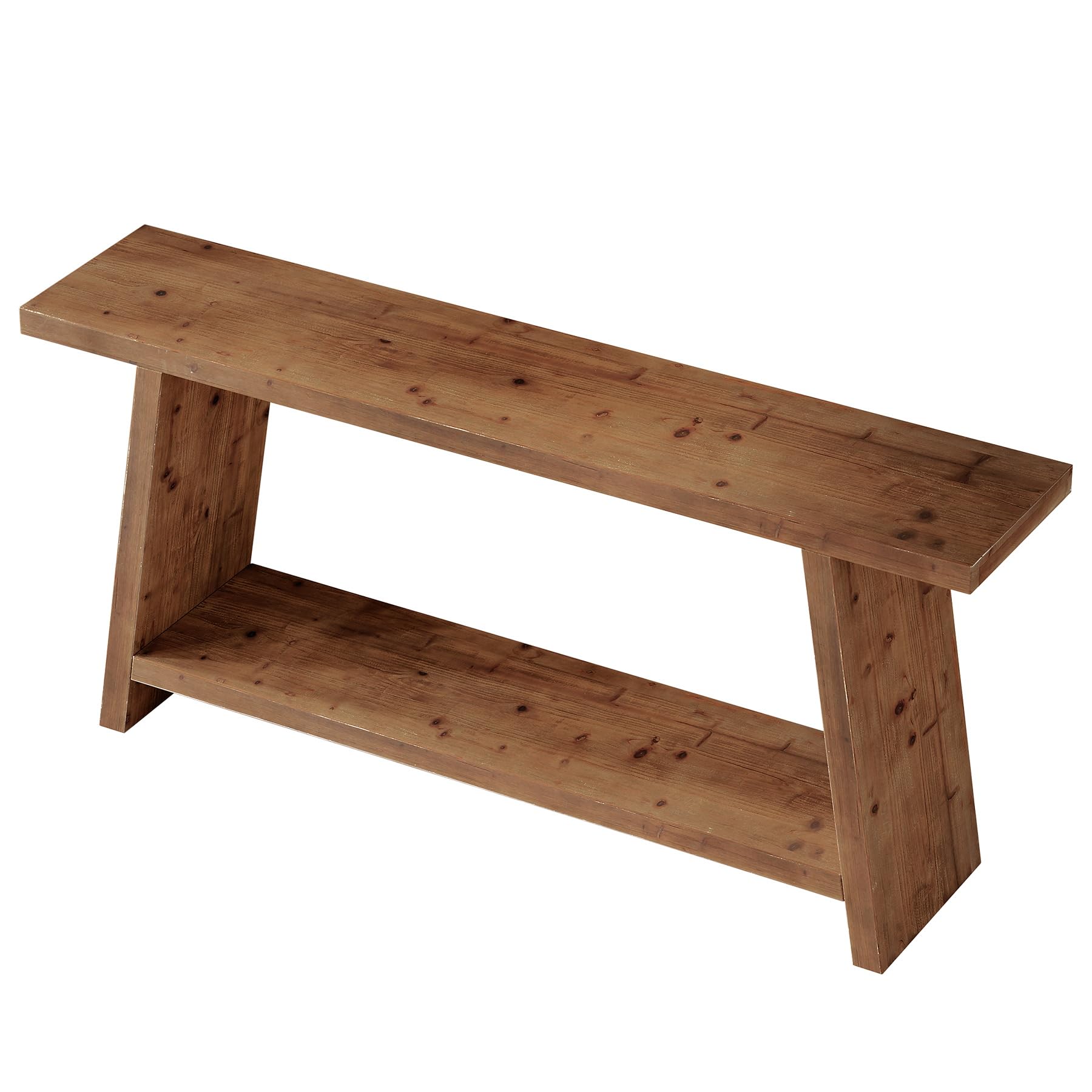 Mesa consola de madera maciza, 160 cm, mesa de entrada larga con 2 estantes, mesa de sofá estrecha detrás del sofá, mesa de pasillo para pasillo, salón, estilo granja vintage
