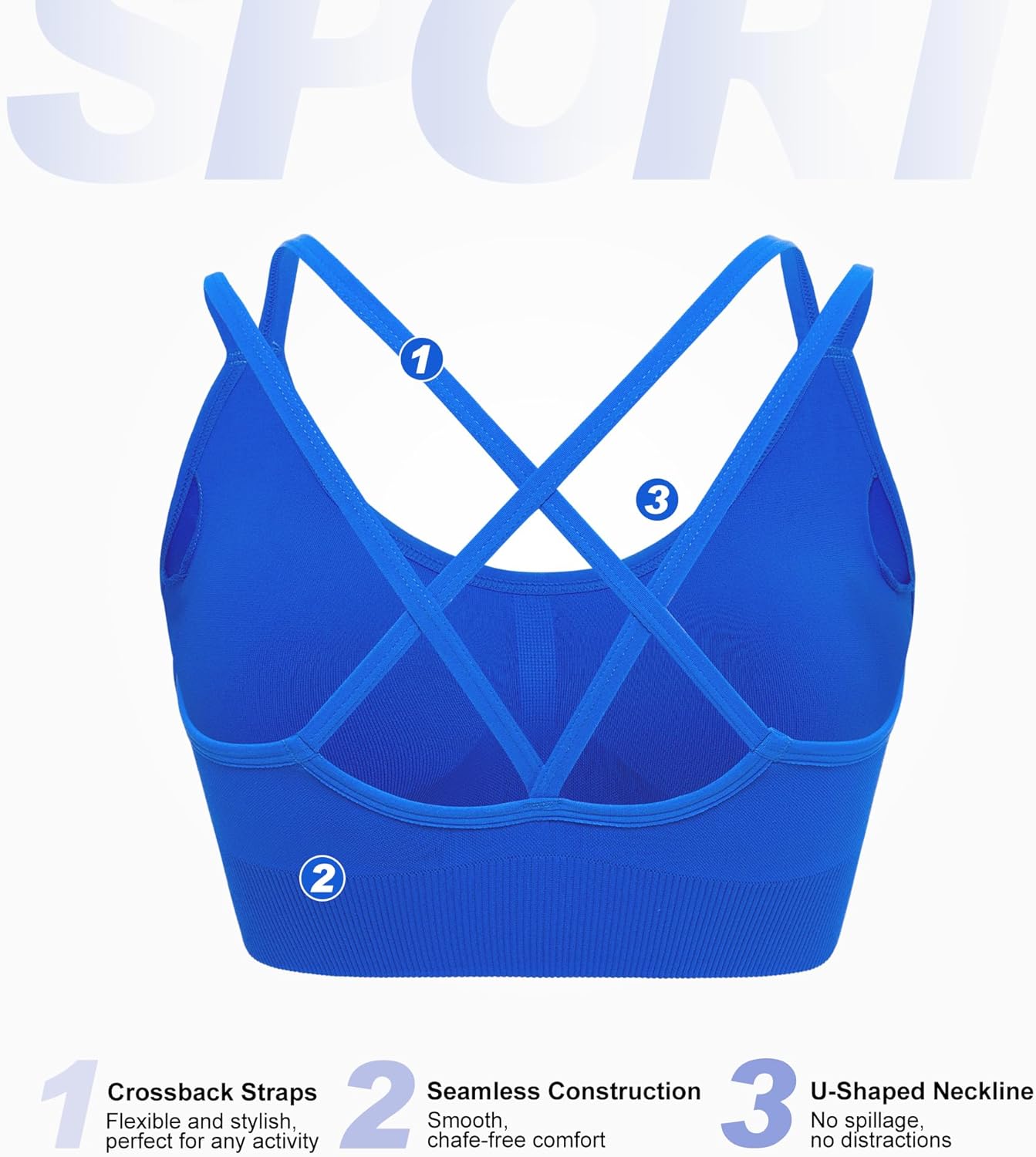 Women Sports Bras Pack - Crisscross Back Padded Longline Yoga Workout Top Low Impact Activewear - Image 4