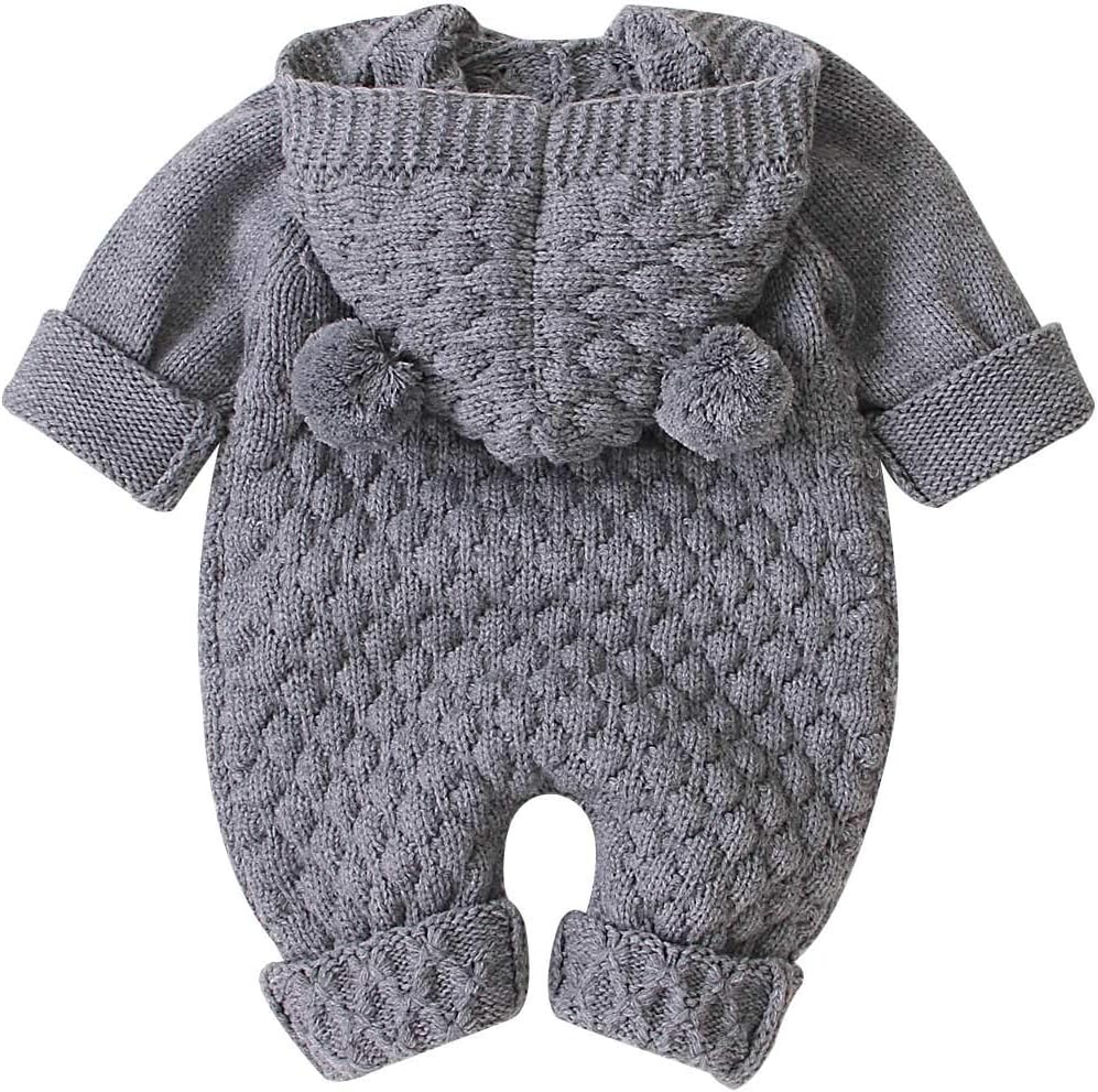 DovFanny Newborn Baby Knitted Sweater Romper Jumpsuit Girls Boys Baby Clothes Unisex Long Sleeve Bodysuit Snowsuit