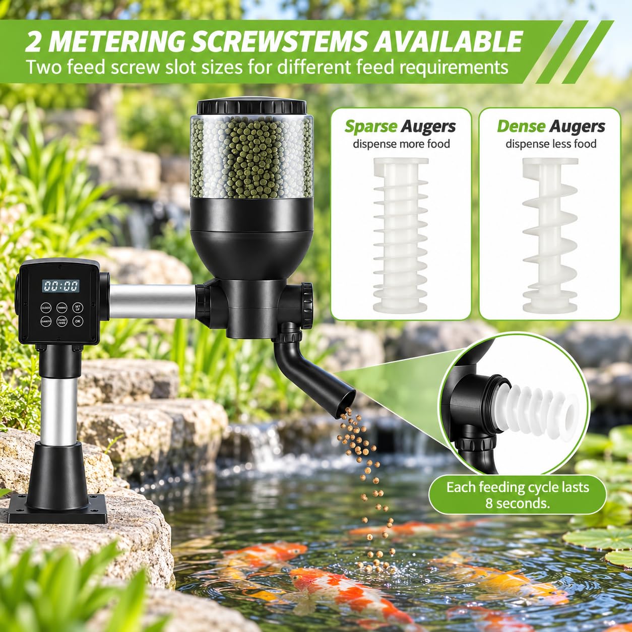 Automatyczny karmnik dla ryb, kontroler LCD, pojemność 500 ml