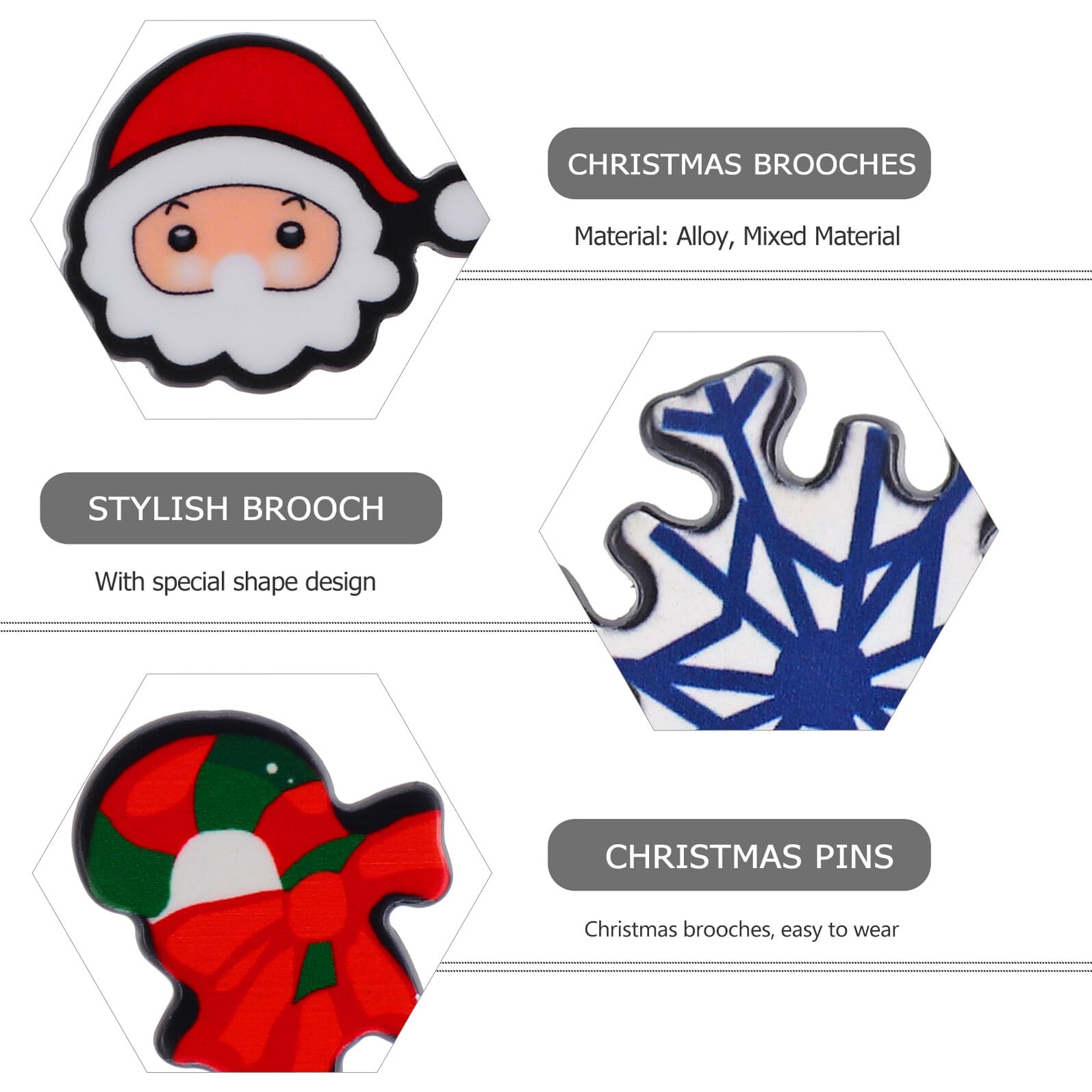 BESPORTBLE 8 Broches Navideños Decorativos Diseño Especial para Fiestas de Navidad Varios estilos