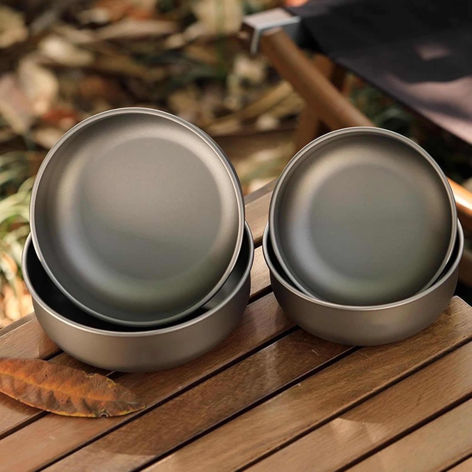 RUNEGASINI Titanium Bowl 1100ml, Deep TA1 Pure Titanium Camping Pot, Lightweight 106g Large Capacity Bowl for Soup, Stew, Group Meal, Nesting Ultralight Cookware for 2-3 Person Camping RT114T