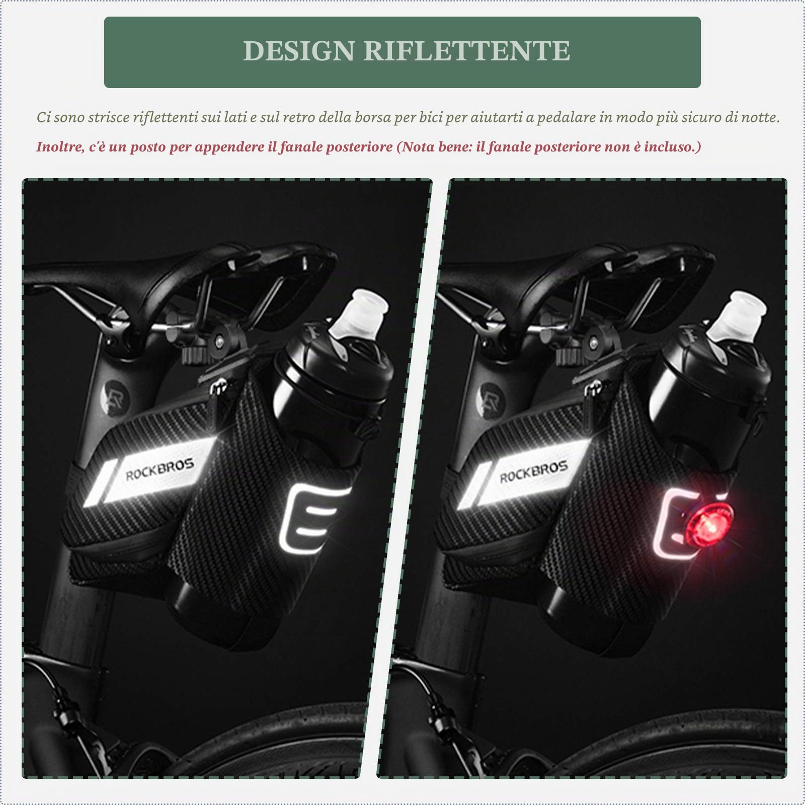 ROCKBROS Borsa da Sella Bici Borsa Sottosella per MTB Bicicletta Idrorepellente con Tasca Portaborraccia Grande Capacità 1L