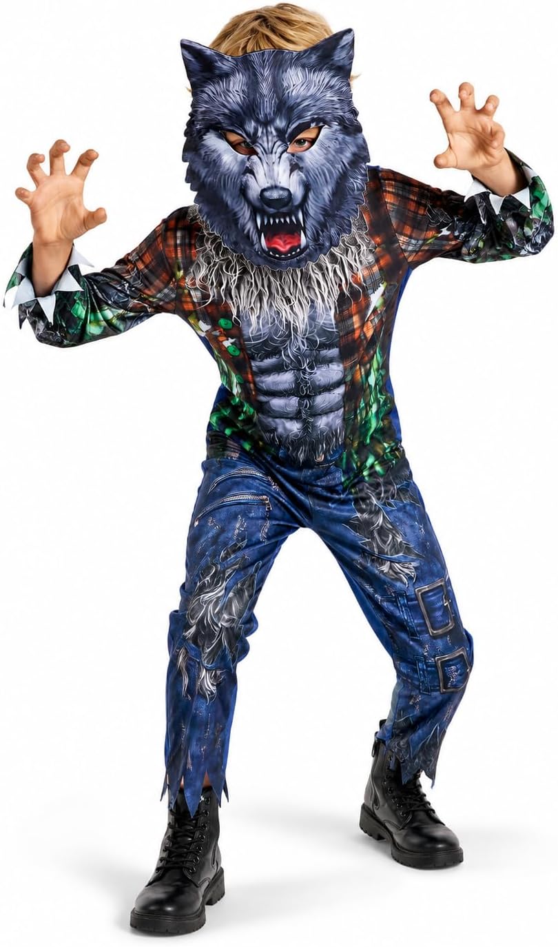 IKALI Children's Werewolf Costume with Mask, 3D Print Fancy Dress for ...