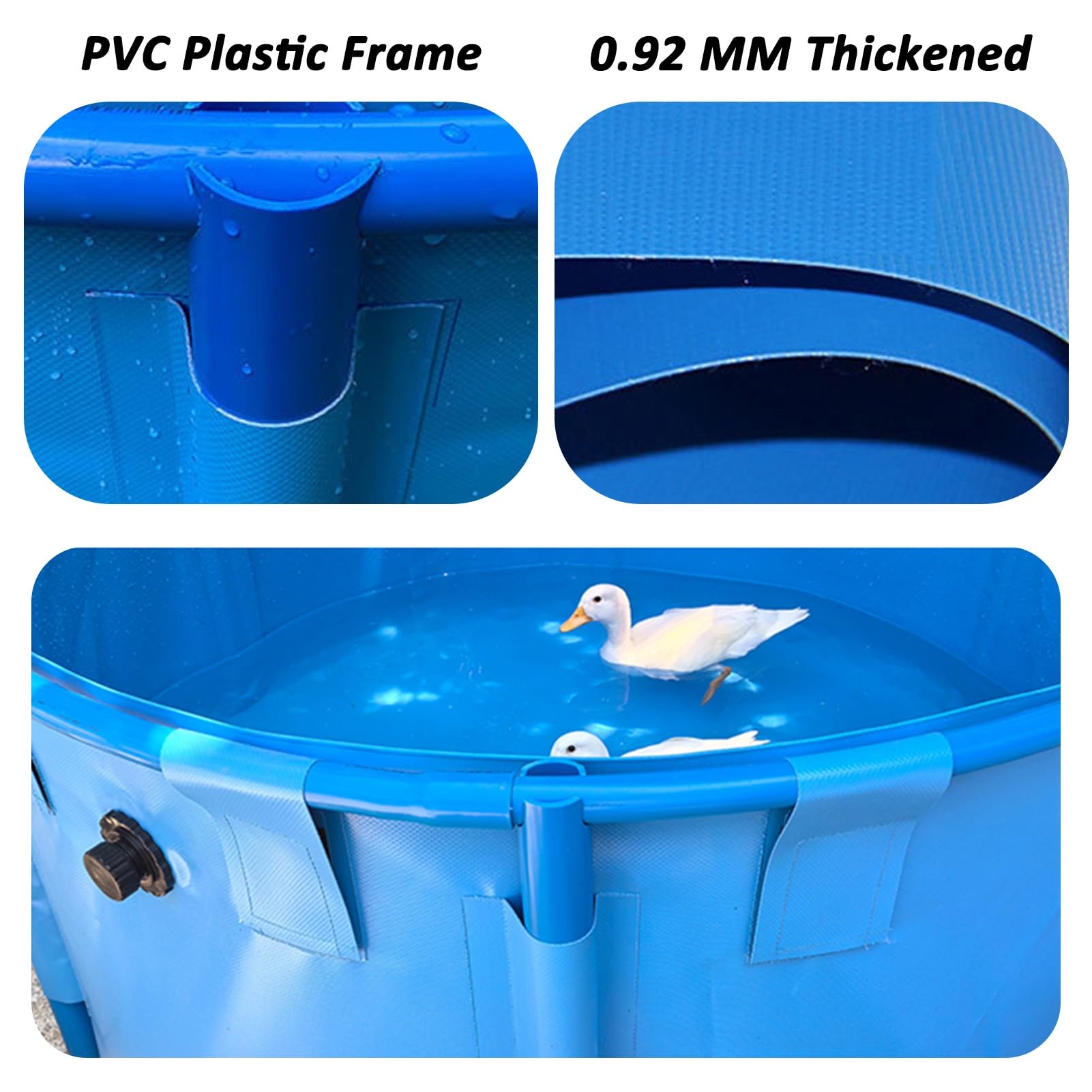Laghetto per Pesci Fuori Terra in Tela, Acquario Pieghevole con Struttura in plastica e valvola di Scarico, Grande Vasca per Pesci da Esterno, laghetto Rotondo per Koi e Pesci Rossi con Rive