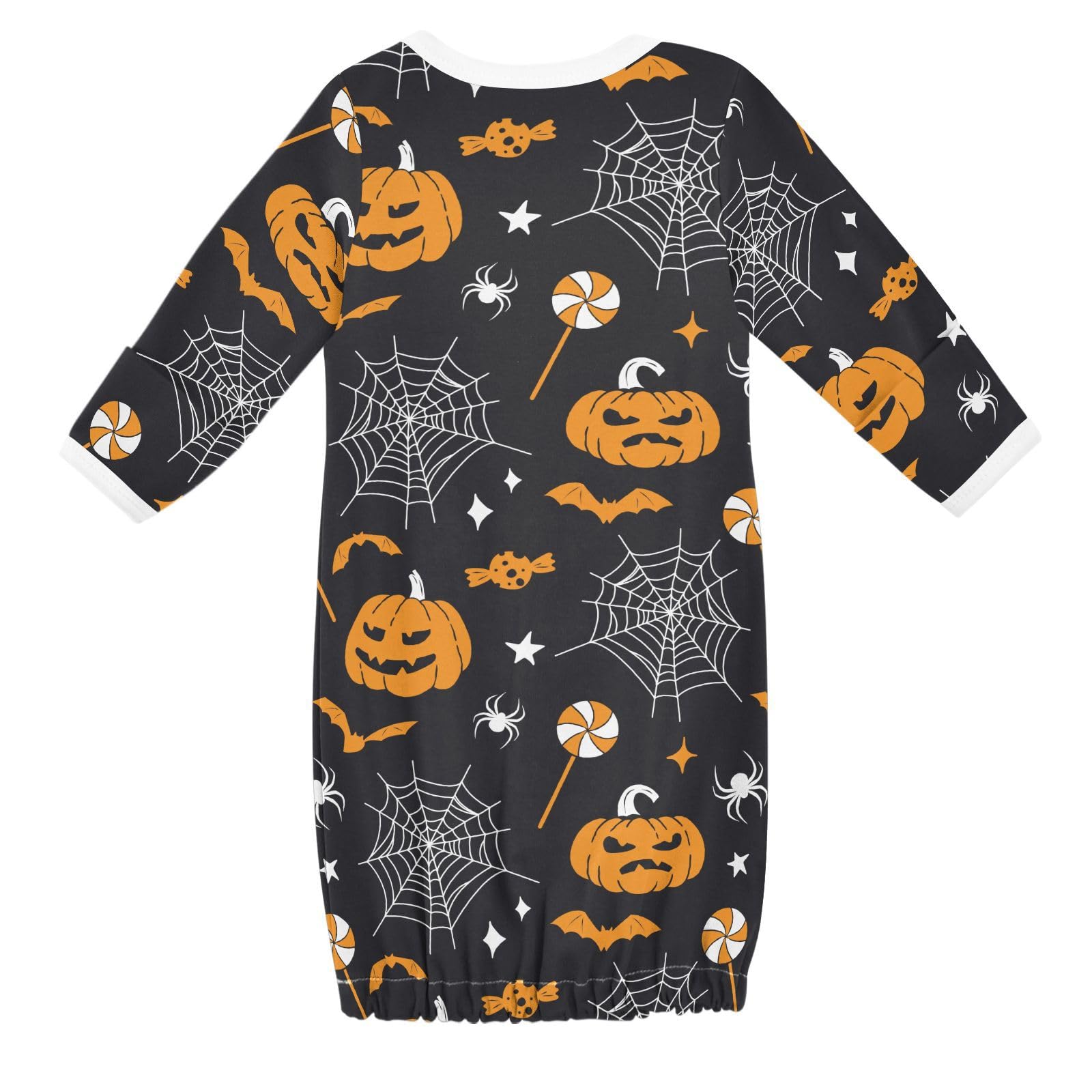 WIFIU Halloween Pumpkins Spider Webs Baby Girls Boys Sleeper Gown Cotton Nightgown Long Sleeve, Baby Nightdress Sleeping Clothes for Newborn 3-6 Months Multicolor