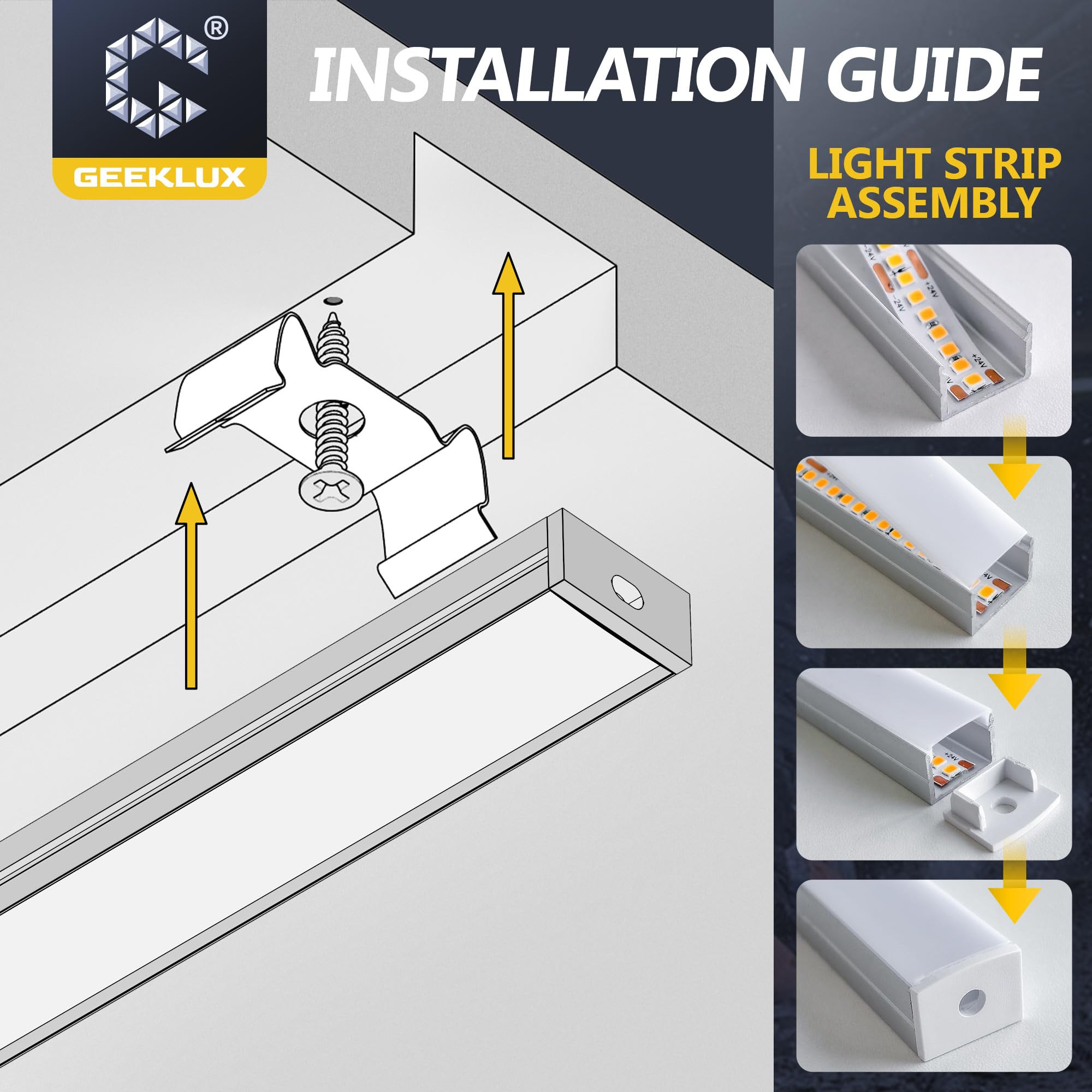5 profili in alluminio a LED da 2 m, per strisce LED fino a 17 15 mm, canale LED con diffusore bianco latte, dimensioni: 19,7 x 10 mm (10 m), adatto per muro a secco, montaggio a soffitto e