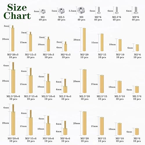 Miniatura 2 de Juego de 480 separadores de placa base M2 M2.5 M3, tornillos y tuercas, separadores hexagonales de latón macho-hembra, tornillos para computadora