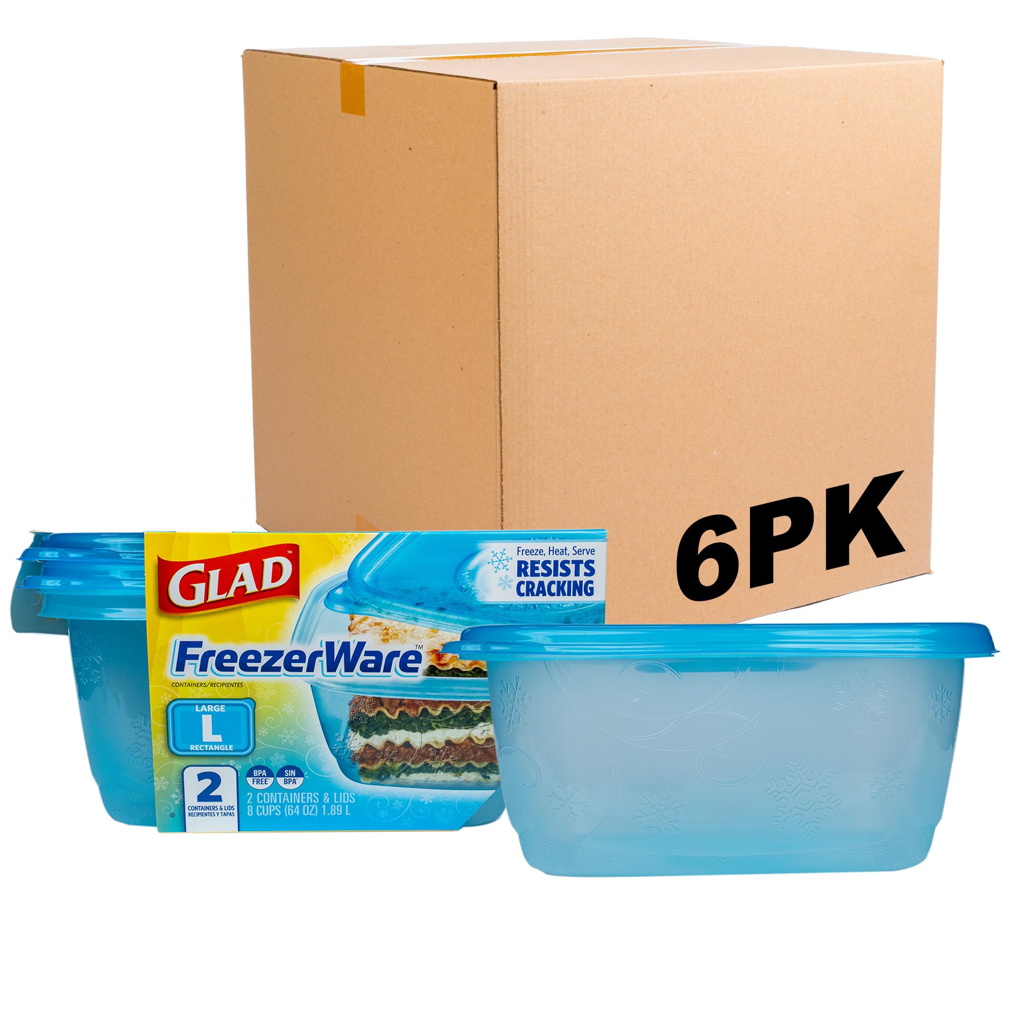Glad ware Freezerware Contenedores de almacenamiento de alimentos, grandes, recipientes rectangulares de almacenamiento de alimentos para uso diario, recipientes de alimentos seguros para congelador