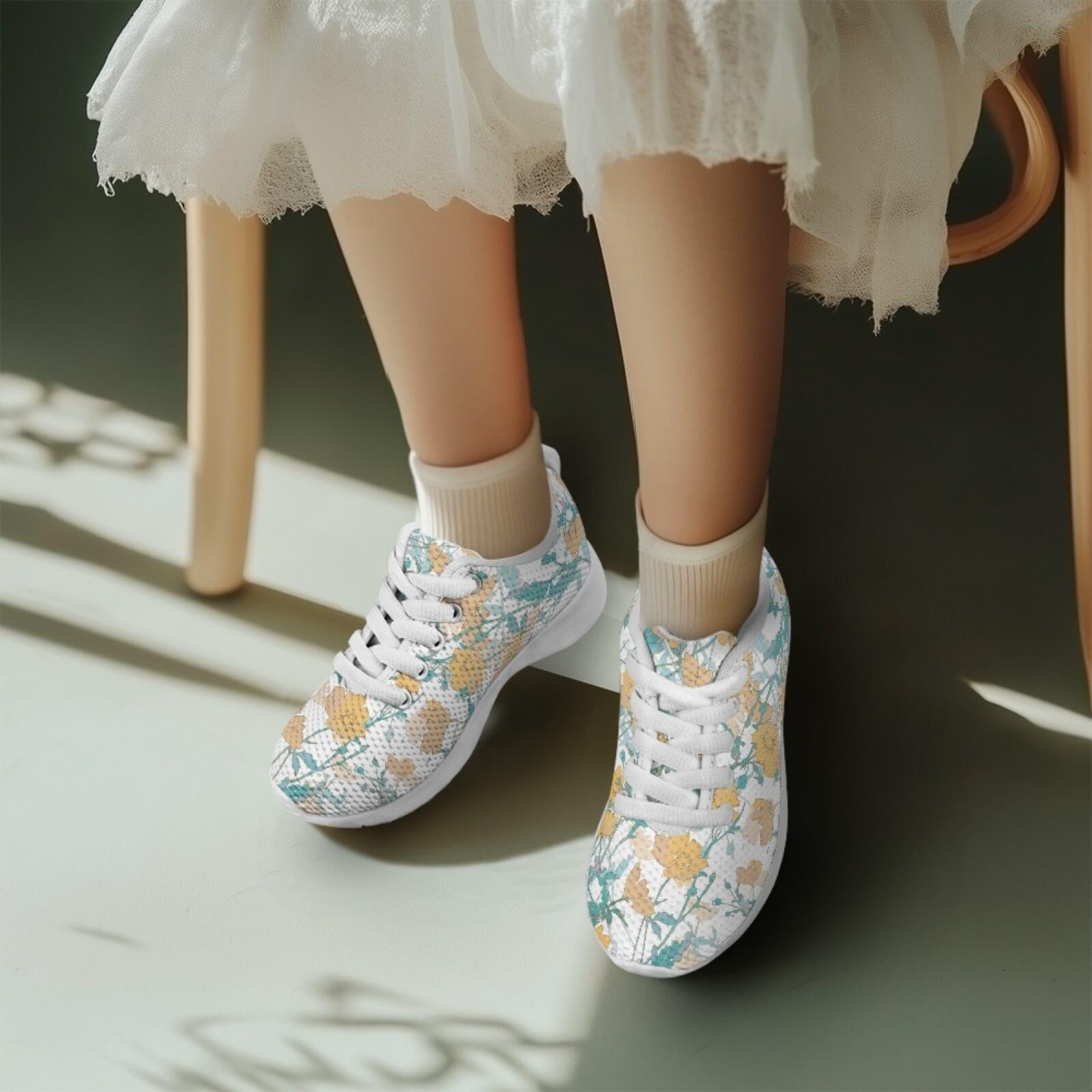 Girls' Sneakers Lace-Up Sneakers for Kids Girls Funny Running Shoes Kids Stitch Fitness Daily Footwear