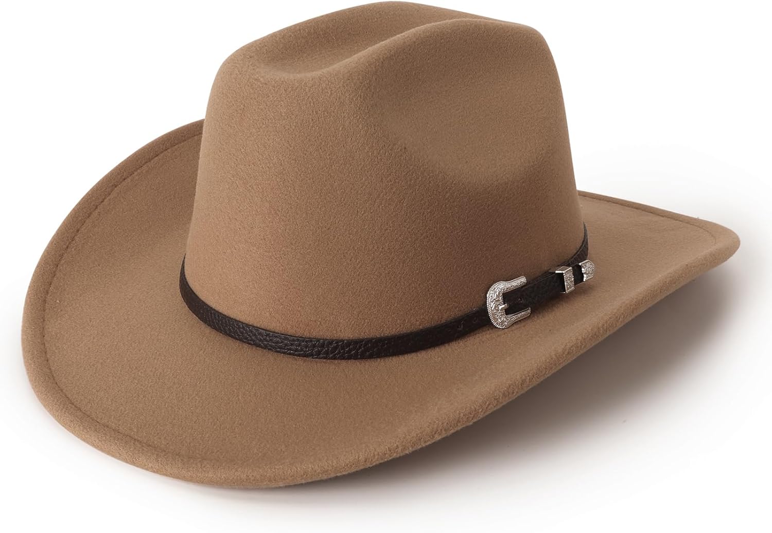 DRESHOW Classic Western Felt Cowboy Cowgirl Hat for Women Men Outdoor Wide Brim Belt Buckle Panama Hat Unisex Rolled up Caps - Image 8