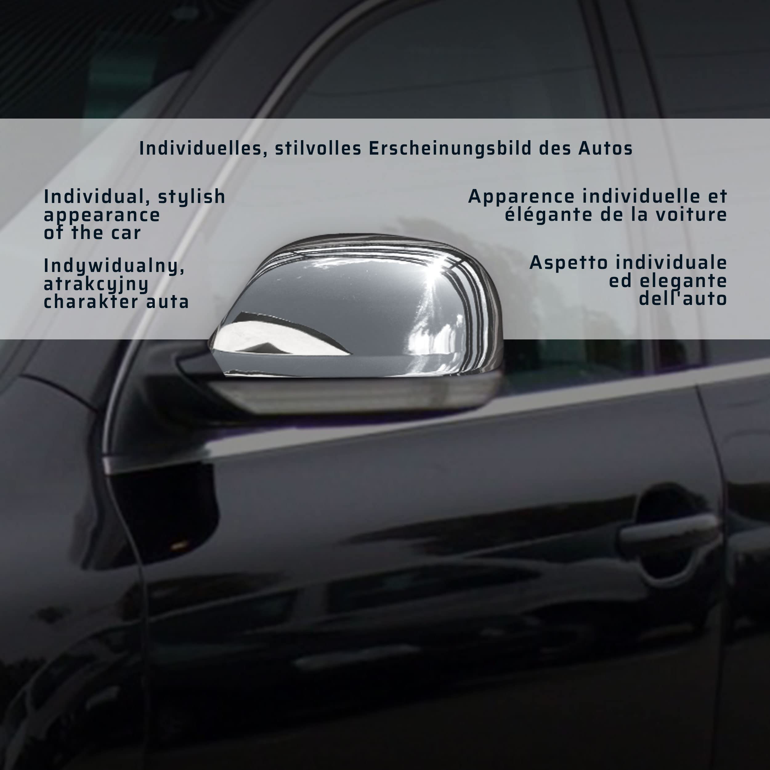 CHROMEMASTER | Nakładki na Lusterka Zewnętrzne | Kompatybilne z VW Touareg 7L 2007-2010 | Stal nierdzewna; Osłony Lusterek to Niepowtarzalny Wygląd Auta i Ochrona Przed Uszkodzeniem