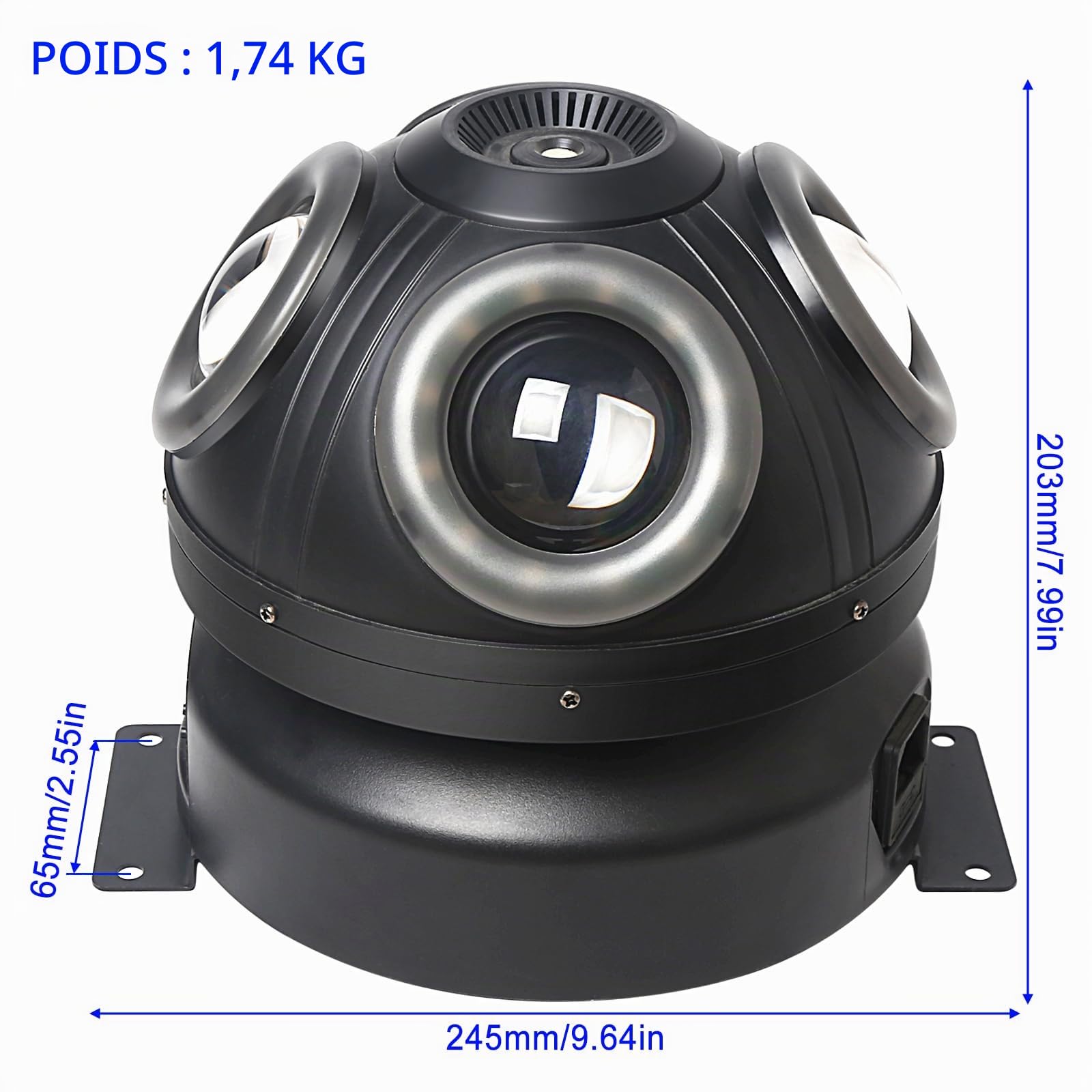 Lumière principale mobile, 70 W RGBW 4 en 1 LED lumières de scène DJ, lumières DJ à rotation infinie avec son activé pour fête DJ de mariage et Live House