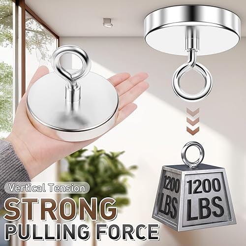 Miniatura 34 de FINDMAG Imán de pesca súper fuerte, fuerza de tracción de 1000 libras, imán de neodimio de tierras raras con ojal de agujero avellanado, imanes