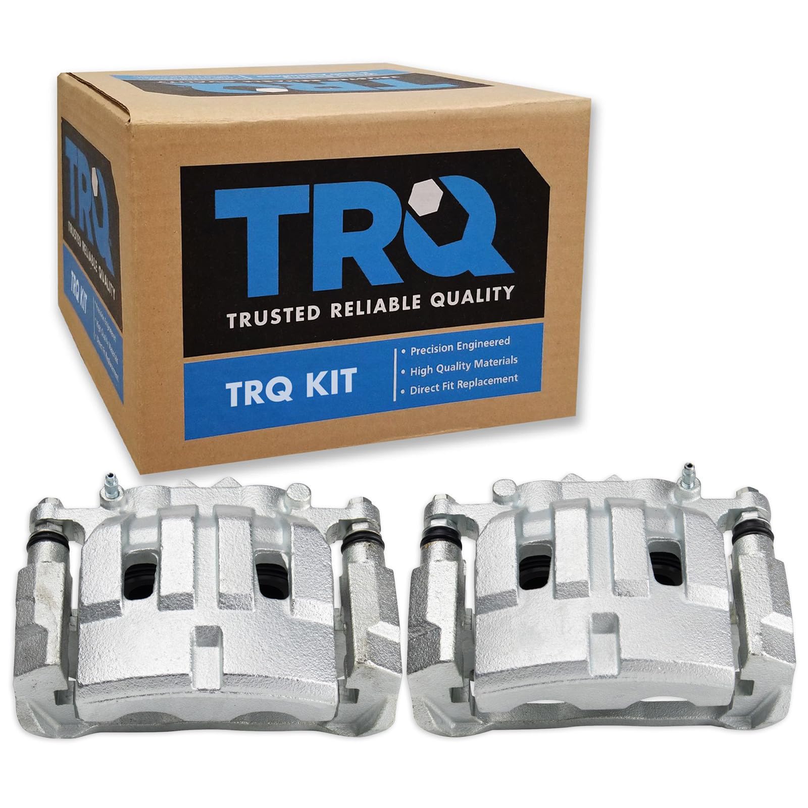 TRQ Front Brake Caliper Set Zinc Coated Brackets