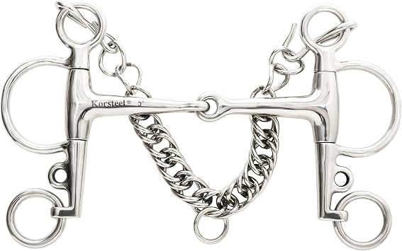 Korsteel Stainless Steel Jointed Mouth Eggbutt Pelham Bit