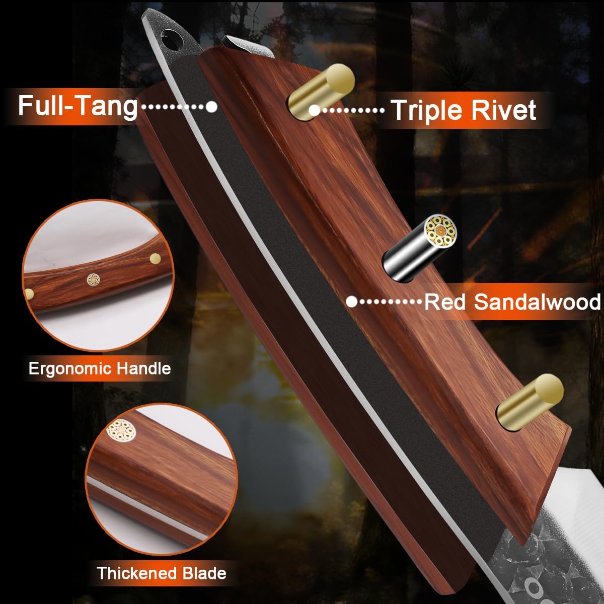 Butcher Knife Set - 4pcs Hand Forged Meat Cleaver Knife & Serbian Chef Knives & Sharp Viking Knives for Meat Cutting, Camping, BBQ, Men's Birthday Gift