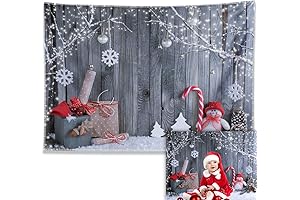 7x5ft Fabric Christmas Photography Backdrop Winter Snowman Santa Gift Wood Background Xmas...