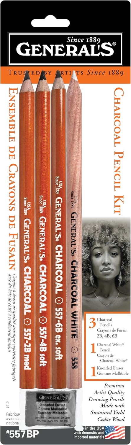 General Pencil Charcoal Pencil Kit with Eraser (557BP)