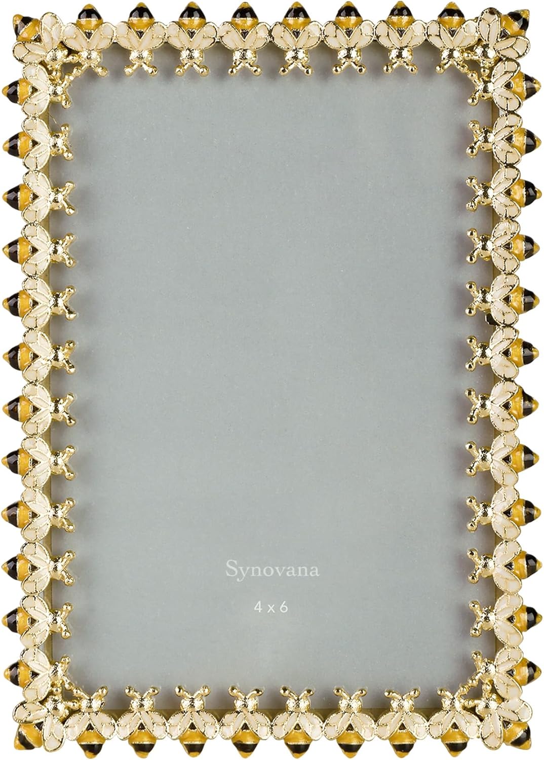 Gold Bee Picture Frame for 4x6 Photos – Elegant Decorative Bumble Bee Photo Frame Accents – Thoughtful Gift for Her Wedding Anniversary or Nature-Inspired Home Décor