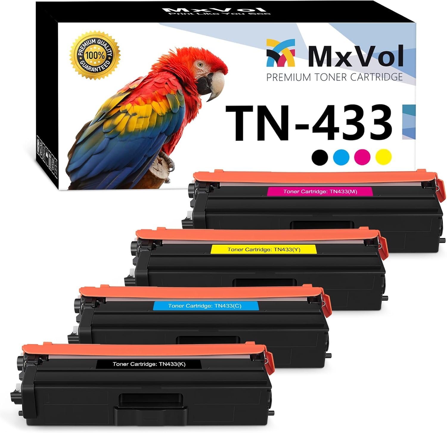 MxVol Compatible TN433 TN431 TN-433 Toner Cartridge Replacement for Brother TN 433 TN-431 MFC-L8900CDW MFC-L8610CDW HL-L8360CDW HL-L8260CDW Printer Toner (TN433BK TN433C TN433M TN433Y, 4-Pack) MxVol Compatible TN433 TN431 TN-433 Toner Cartridge Replacement for Brother TN 433 TN-431 MFC-L8900CDW MFC-L8610CDW HL-L8360CDW HL-L8260CDW Printer Toner (TN433BK TN433C TN433M TN433Y, 4-Pack)