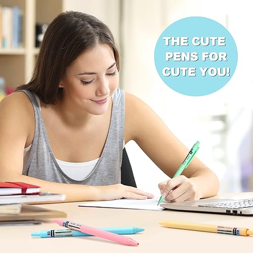 Miniatura 2 de Mutsitaz 10 bolígrafos de tinta de gel, bolígrafos retráctiles de 0.020 in, tinta negra, bolígrafos de gel pastel de escritura suave para