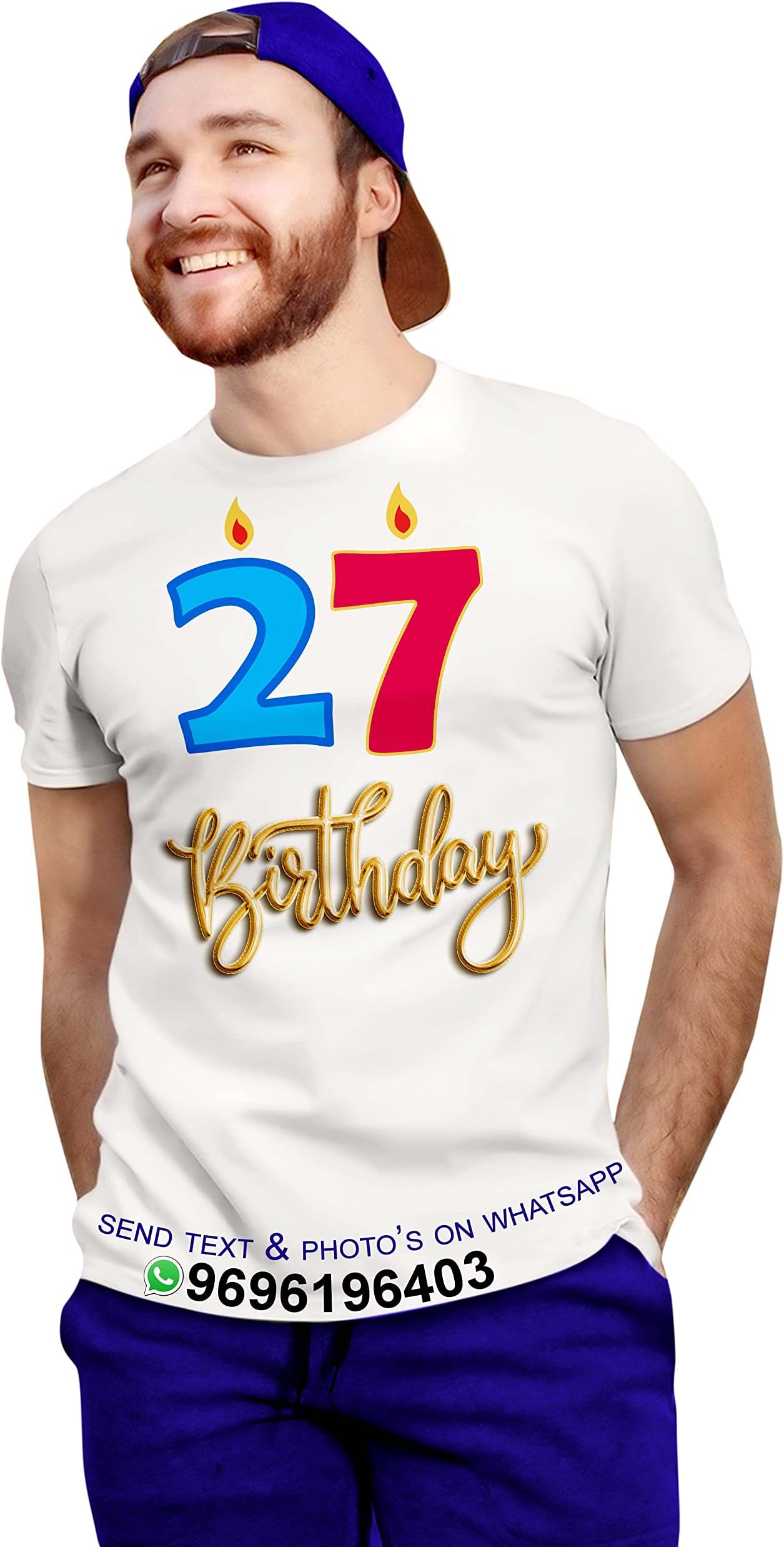 Flashing ClickItalian Dotnet Soft Polycotton Customized/Personalized Printed Name Round White Neck Half Sleeve T-Shirt for Men and Women