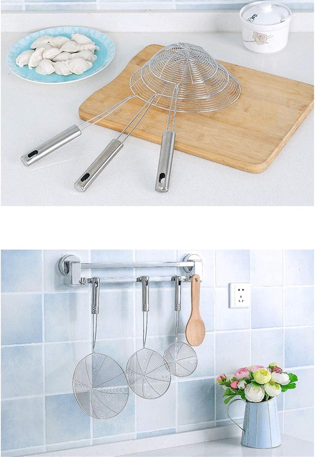 Kitchen Food Strainers Sifters Large Stainless Steel Fine Mesh Strainer Powerful Colander Fine Filter Designed for Chefs and Commercial Kitchens and Perfect For Your Home cookingFilter pot (L size)