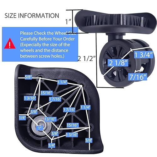 Miniatura 2 de Repuesto de rueda de equipaje de reparación de maletas Piezas de bolsa Spinner Ruedas Ruedas Ruedas (W311-a par)