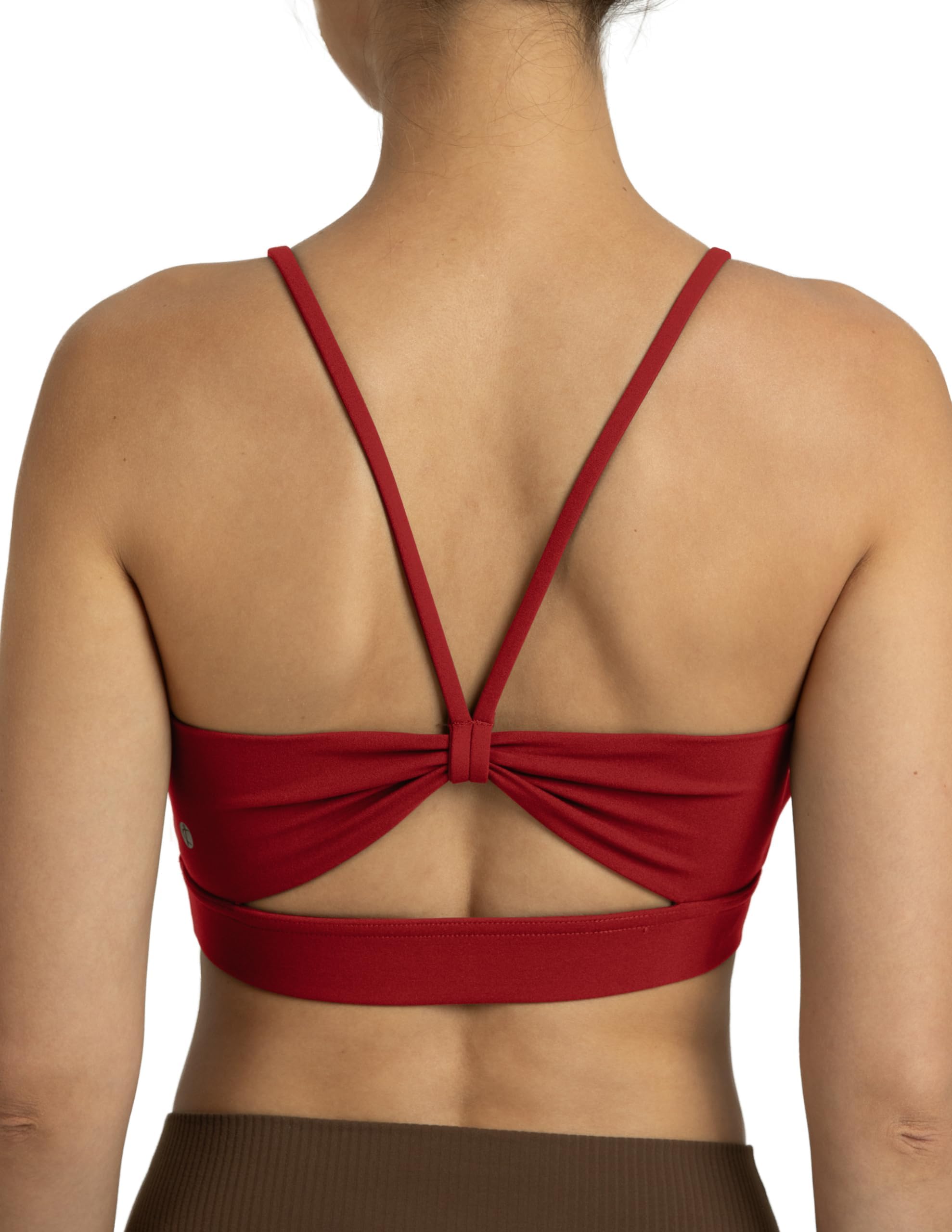 ColorfulkoalaWomen's Dreamlux Bowknot Strappy Sports Bras Light Impact Workout Yoga Tops