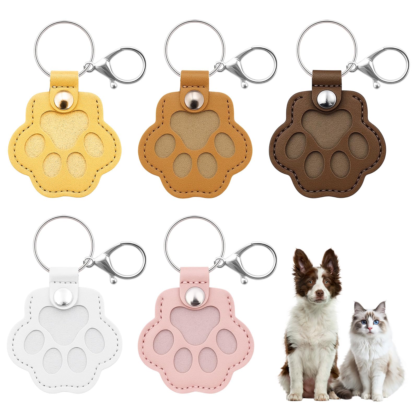 Ruvan 5 PCS Caja De Recuerdos Para El Pelo De Mascotas, Llavero Pelo Perro, Llaveros Conmemorativos De Piel PU, Llavero Conmemorativo Para Mascotas, Recuerdo De Perro Gato