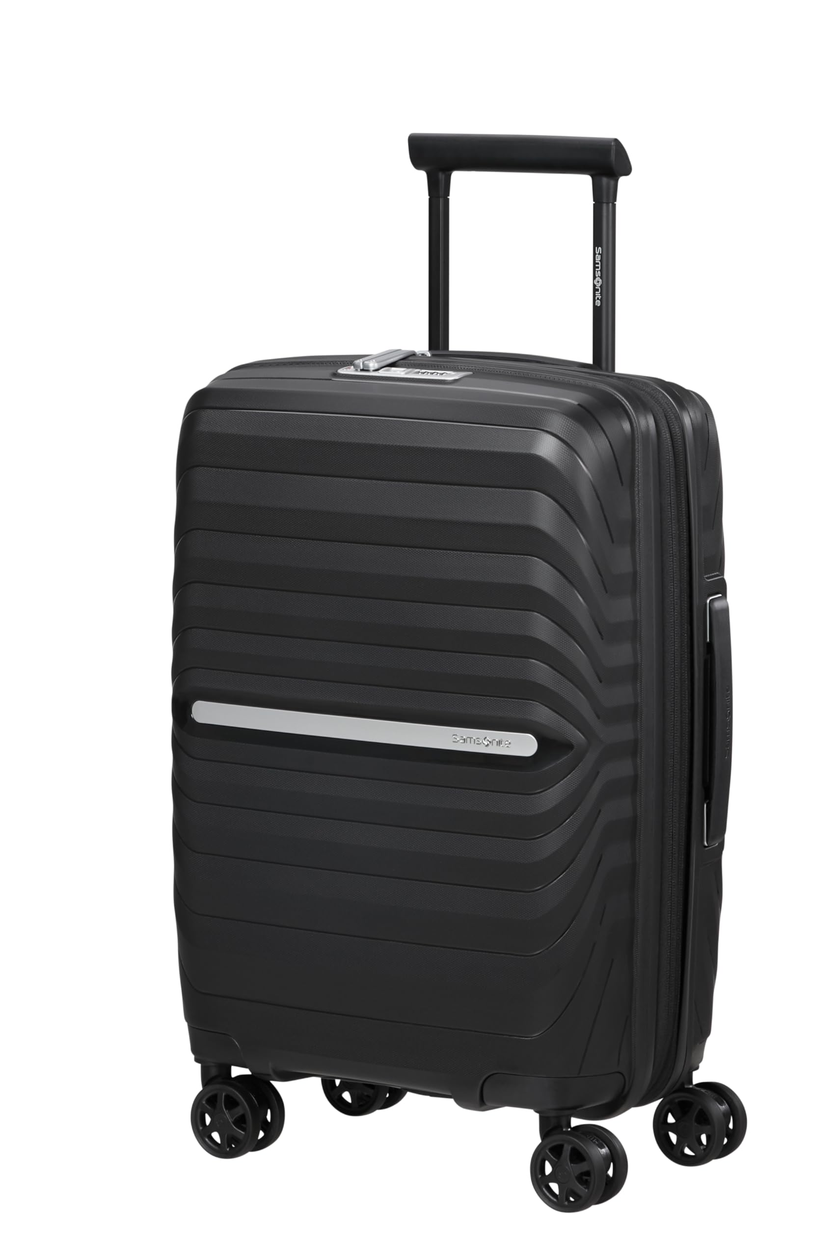 Samsonite Neo Flux - Spinner S Slim, Bagaglio a mano espandibile, 55 cm, 39/45 L, Nero (Black)