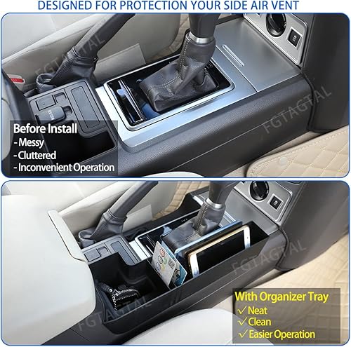 Miniatura 2 de Compatible con Toyota Land Cruiser Prado FJ150 150 2018-2019 Caja de almacenamiento de consola central de ABS, organizador de bandeja lateral de