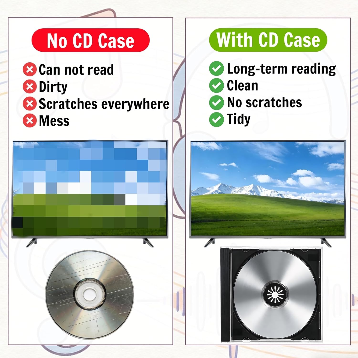 25 Pieces Clear CD Jewel Cases, 10.4 mm Standard Single CD DVD Storage Case with Assembled Black Tray, Plastic Discs Protective Covers for CD Collection Organization