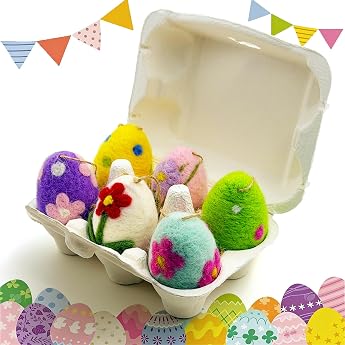 Easter Eggs for Hanging 6 Pieces - Easter Eggs Felt Easter Decoration Easter Gifts Easter Spring Decoration Easter Decoration Easter Craft Set Egg Colours Colourful Easter Eggs Spring Decoration