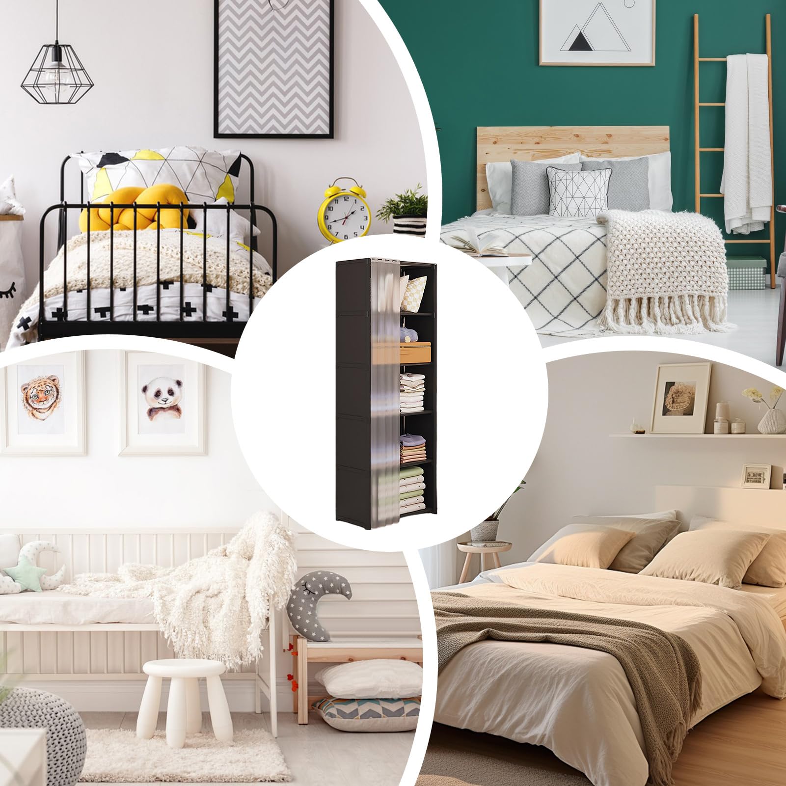 Armoire Portable - Étagère À Vêtements | Armoire À Vêtements Tissu Non-tissé | Armoires De Rangement pour Chambre À Coucher | Penderie avec Housse pour Vêtement, Sacs, Chaussures