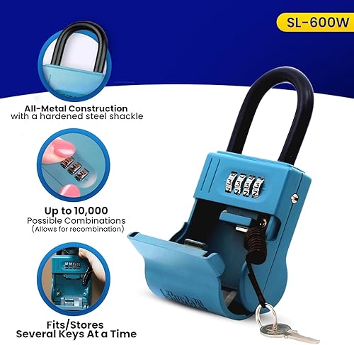 Vista 12 de ShurLok SL-100W candado a combinación de cuatro dígitos azul, SL-200W