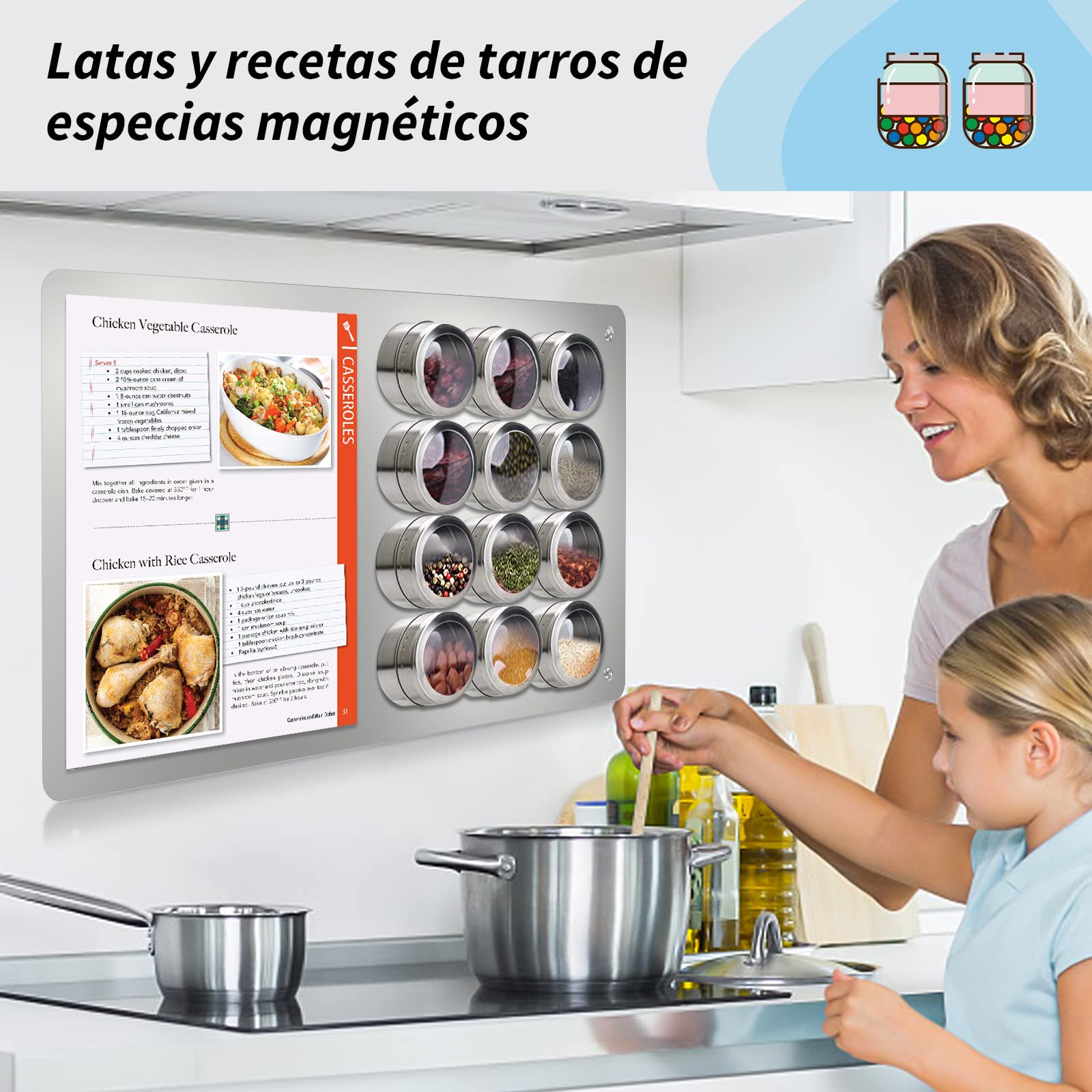 45 x 30 cm Tablero magnetica pared – Pizarra magnética para mostrar letras magnéticas, números, animales, botes de especias, notas, fotos, adecuado para cocina, pared, nevera, armario