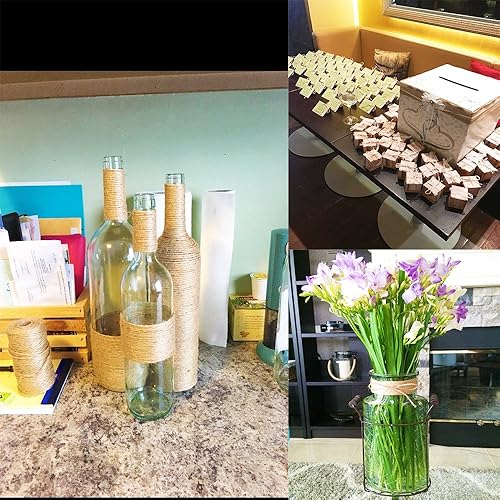 Miniatura 7 de CCINEE Cuerda de yute natural de 328 pies para manualidades, decoración festiva, envoltura de regalos y aplicaciones de jardinería, 0.079 in (2