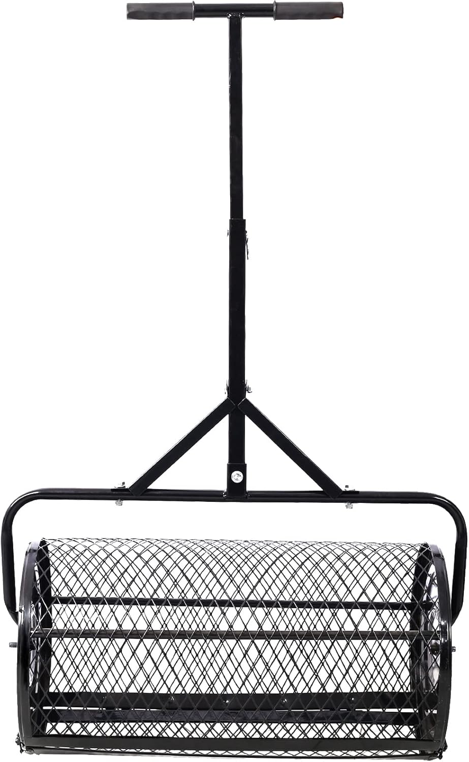 Peat Moss Spreaders for Lawns Compost Spreader Roller 24 Inch Heavy Duty Metal Mesh Dirt Topsoil Spreader for Planting Seeding Garden (24"/42"-50" L, Black)