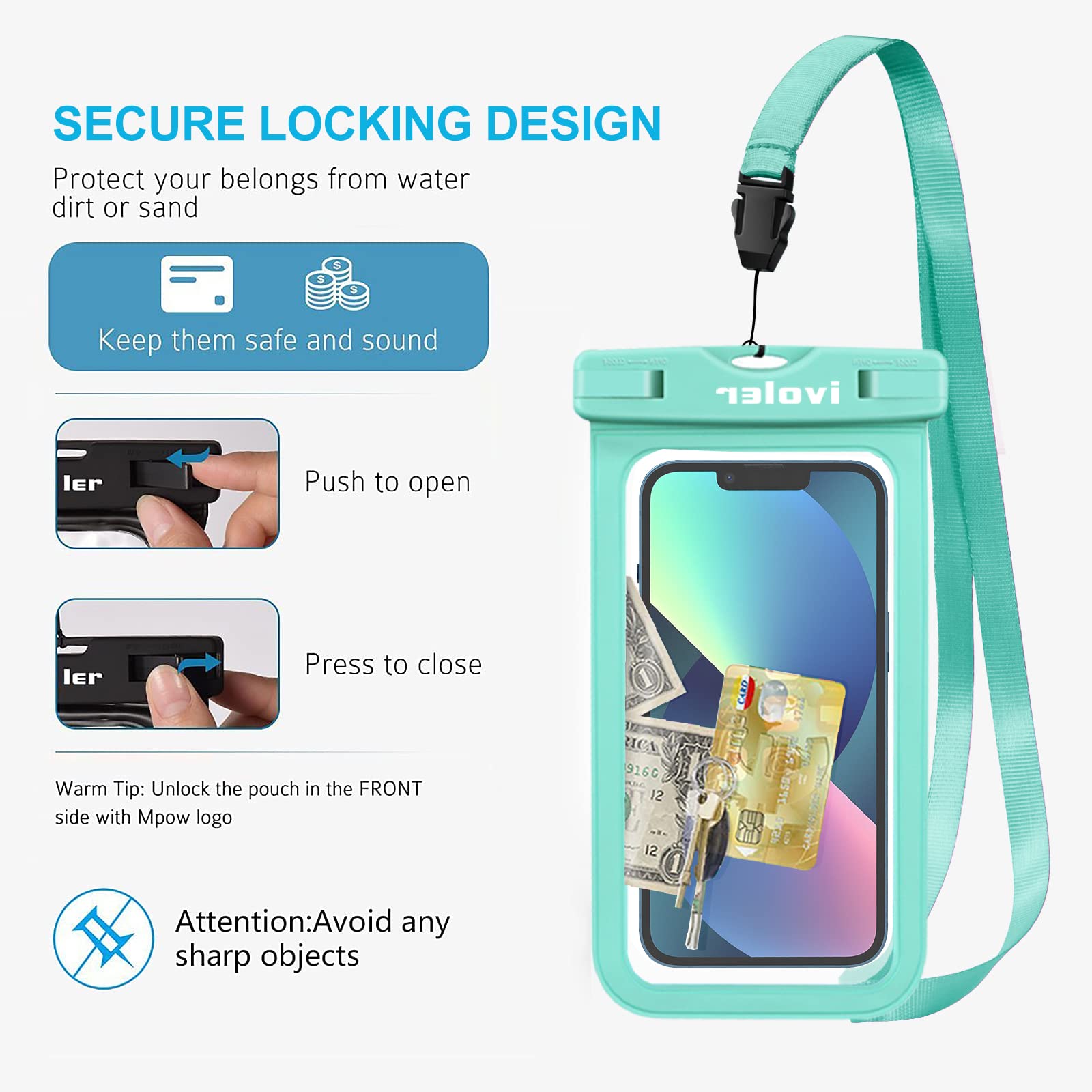 iVoler [4 Pezzi Custodia Impermeabile Smartphone IPX8, Sacchetto Impermeabile Cellulare fino a 7.0'', Universale Cover Subacquea per iPhone 17/16/15 Pro Max, Samsung, Xiaomi (Nero+Magenta+Blu+Verde)